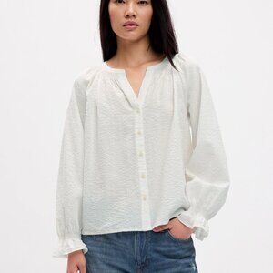 Gap Seersucker Peasant Shirt plus size XXL White